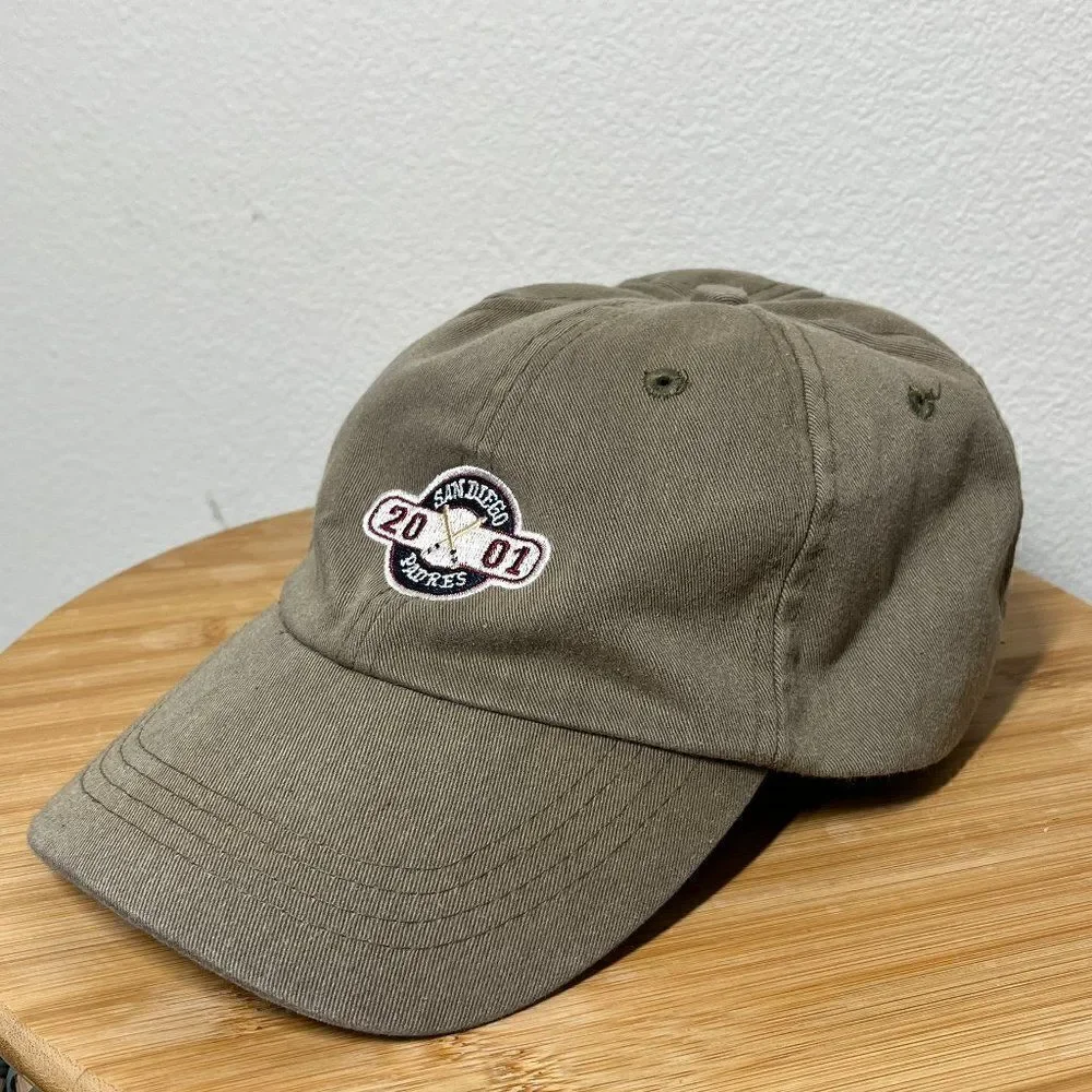 Vintage San Diego Padres Hat Mens Green 2001 Baseball Cap Blue Wave